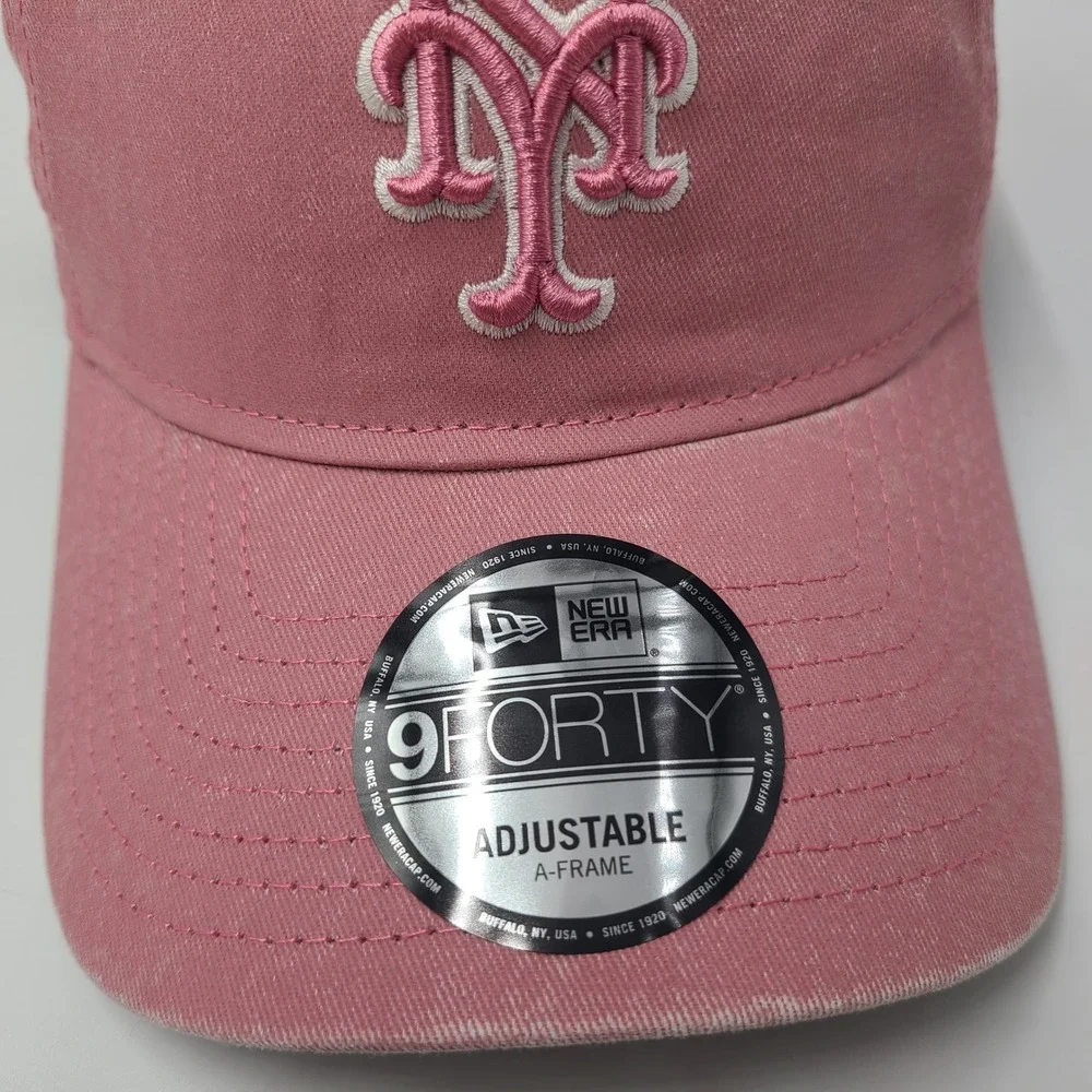 Women New York Mets Hat Snapback New Era 9Forty Pink White MLB Baseball A-Frame
